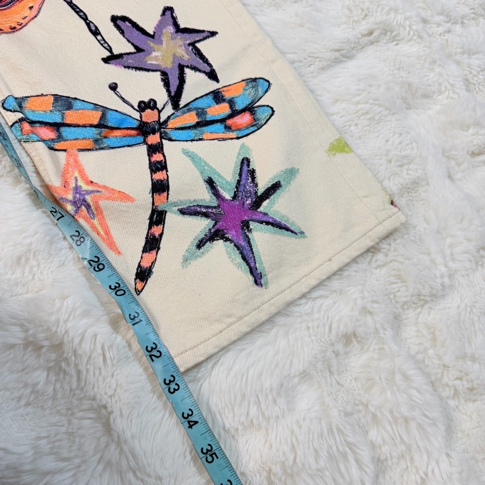 We The Free Cream Wide-Leg Jeans with Multicolor Dragonfly & Starfish Print - Picture 8 of 10